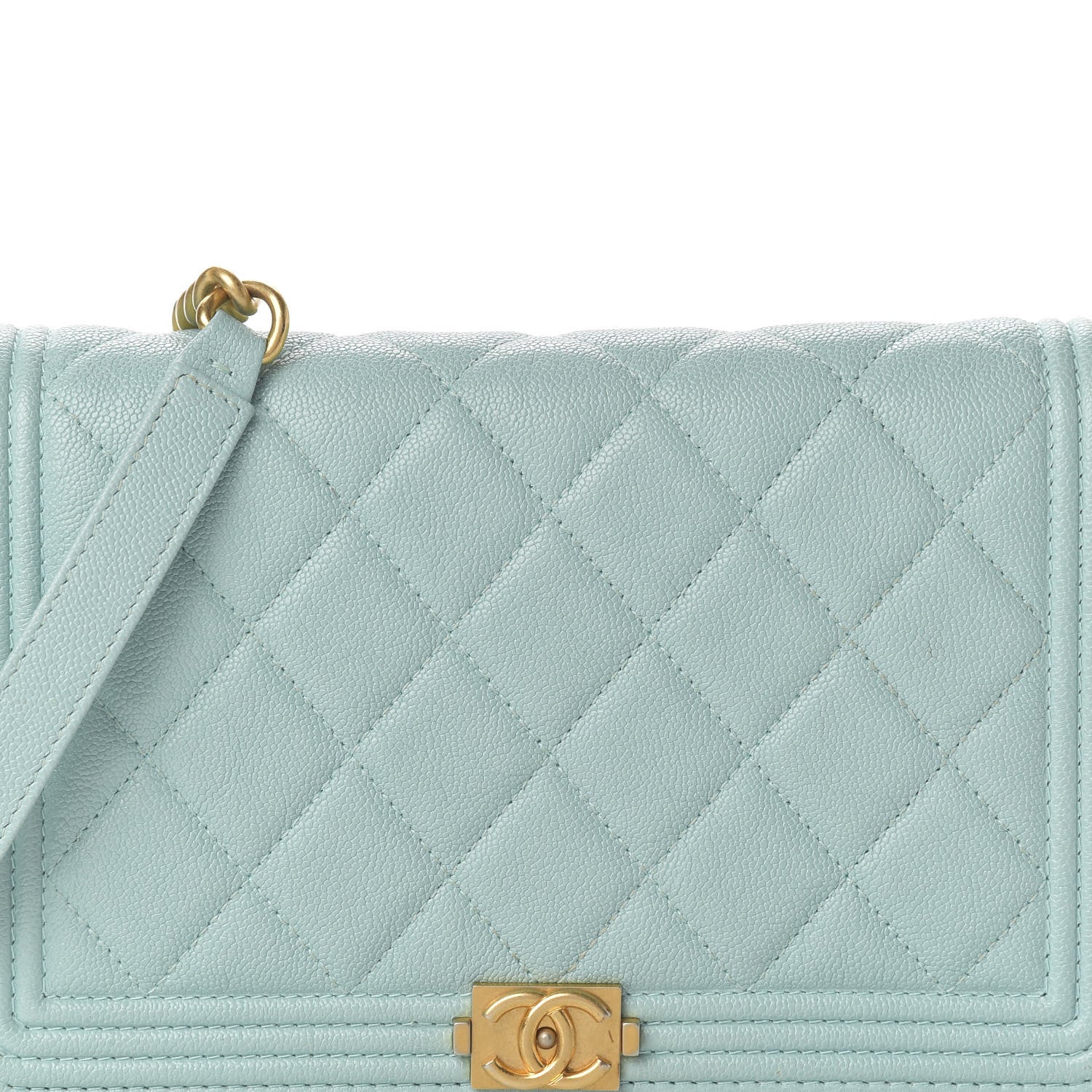 Chanel Caviar Quilted Boy Wallet On Chain WOC Light Blue 11 of 12