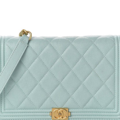 Chanel Caviar Quilted Boy Wallet On Chain WOC Light Blue 11 of 12