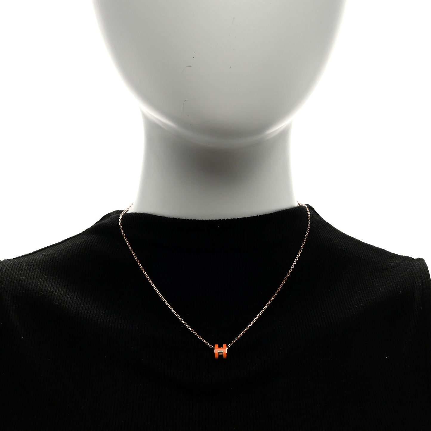 Lacquered Rose Gold Mini Pop H Pendant Necklace Orange