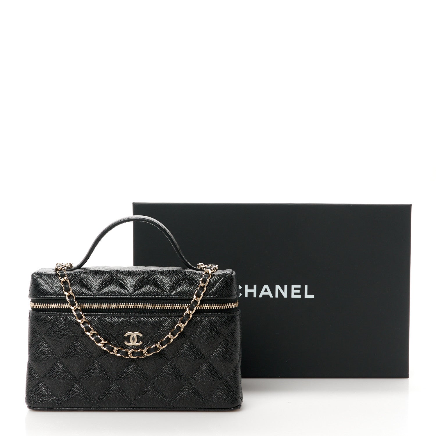 Chanel Caviar Quilted Top Handle Slim Vanity With Chain Black 11 of 11