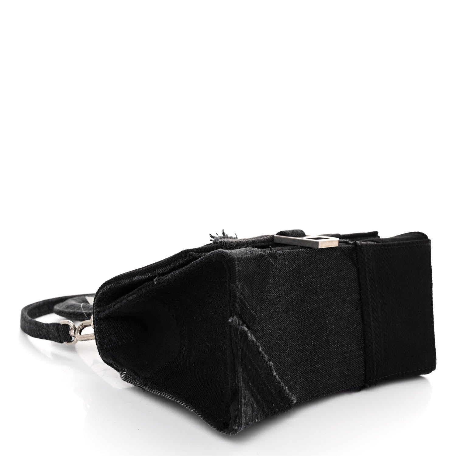 Balenciaga Denim Patchwork Small Hourglass Top Handle Bag Washed Black 4 of 9