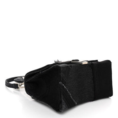 Balenciaga Denim Patchwork Small Hourglass Top Handle Bag Washed Black 4 of 9