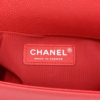 Chanel Caviar Chevron Quilted Medium Boy Flap Red 6 of 11