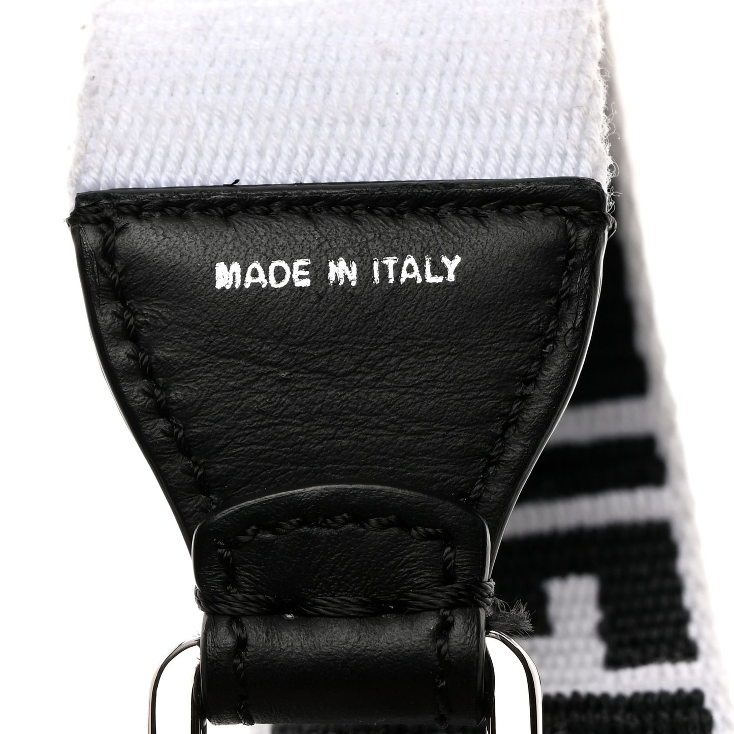 Canvas Calfskin FF 1974 Studded Strap You Black White