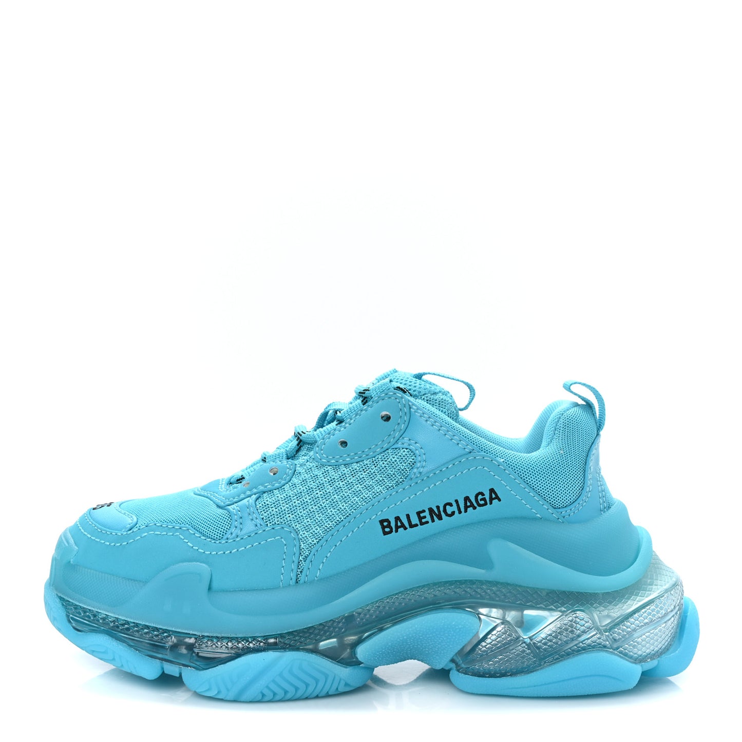 Fabric Mesh Clear Sole Womens Triple S Sneakers 35 Turquoise