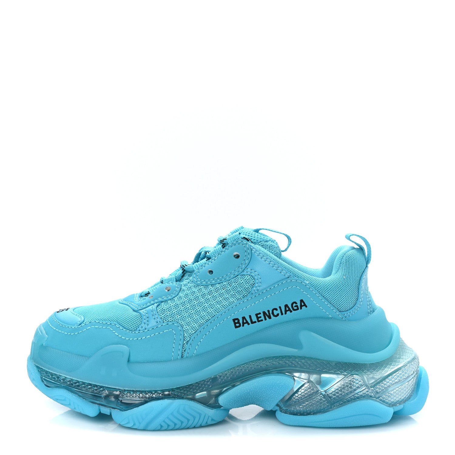Balenciaga Fabric Mesh Clear Sole Womens Triple S Sneakers 35 Turquoise 1 of 8