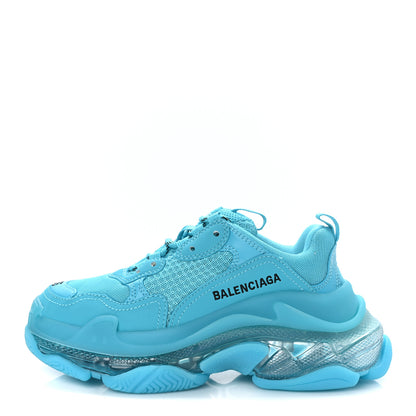 Balenciaga Fabric Mesh Clear Sole Womens Triple S Sneakers 35 Turquoise 1 of 8
