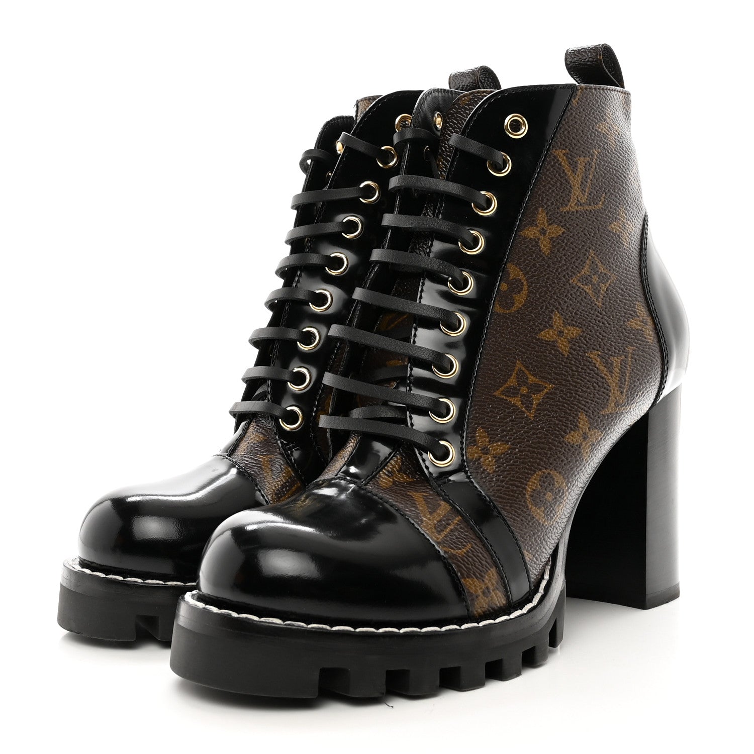 Louis Vuitton Patent Calfskin Monogram Star Trail Ankle Boots 38.5 Black 3 of 12