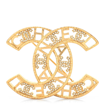 Chanel Crystal Coco CC Logo Brooch Gold 1 of 4