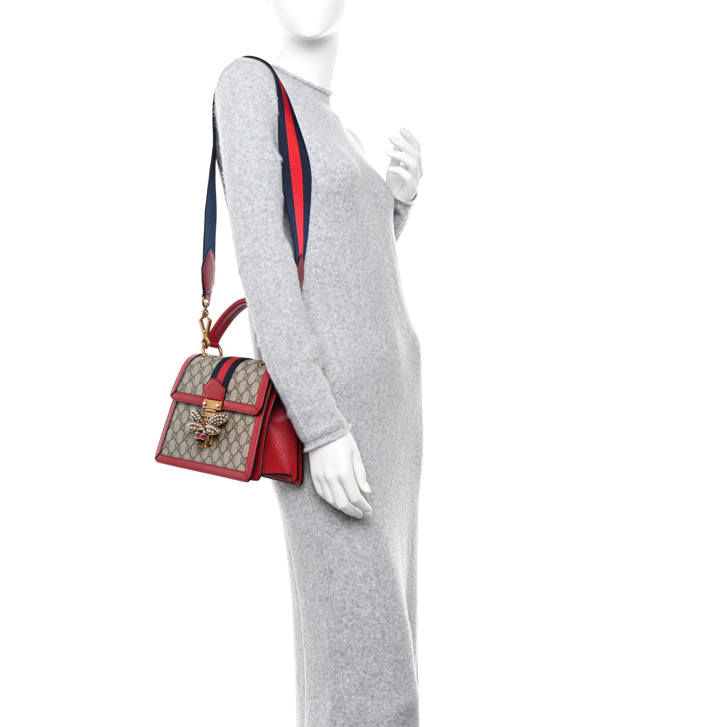 GG Supreme Monogram Small Queen Margaret Top Handle Bag Red