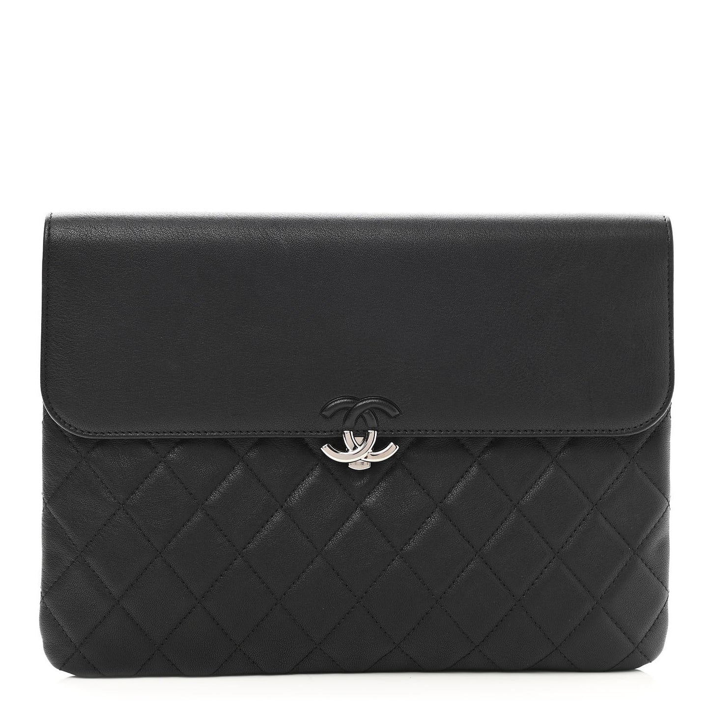 Goatskin Quilted CC Box Pouch Black