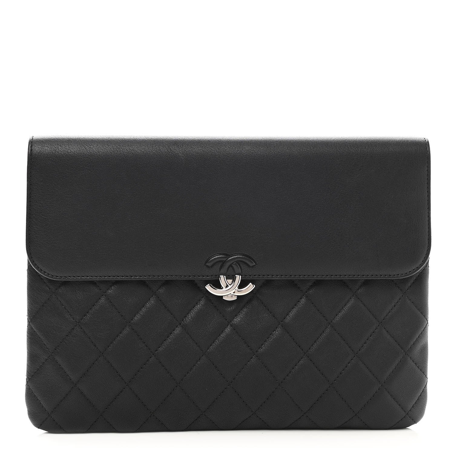 Chanel Goatskin Quilted CC Box Pouch Black 1 of 9