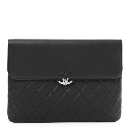 Chanel Goatskin Quilted CC Box Pouch Black 1 of 9