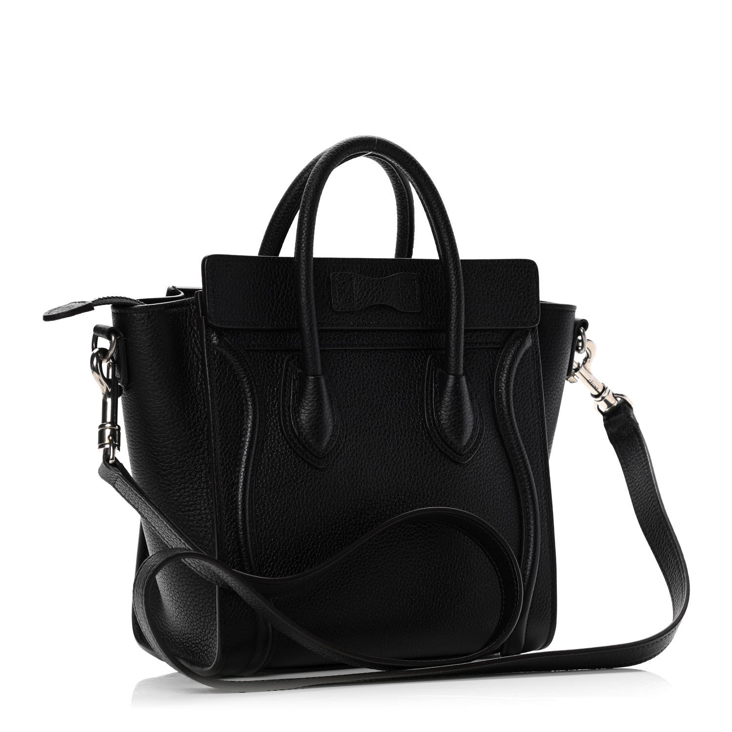 Celine Drummed Calfskin Nano Luggage Black 3 of 9
