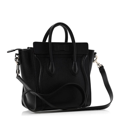 Celine Drummed Calfskin Nano Luggage Black 3 of 9