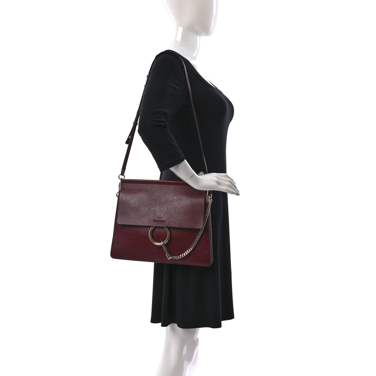 Calfskin Medium Faye Shoulder Bag Sienna Red
