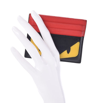 Fendi Vitello Century Monster Eyes Inlay Card Holder Black Giallo Rosso 2 of 9