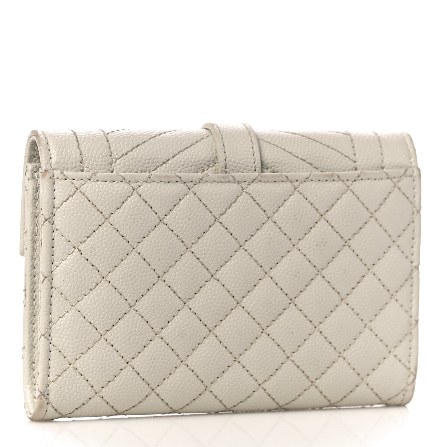 Grain De Poudre Textured Mixed Matelasse Triquilt Small Monogram Envelope Wallet Blanc Vintage