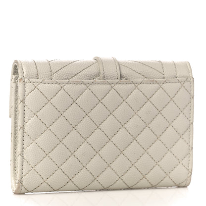Saint Laurent Grain De Poudre Textured Mixed Matelasse Triquilt Small Monogram Envelope Wallet Blanc Vintage 3 of 13