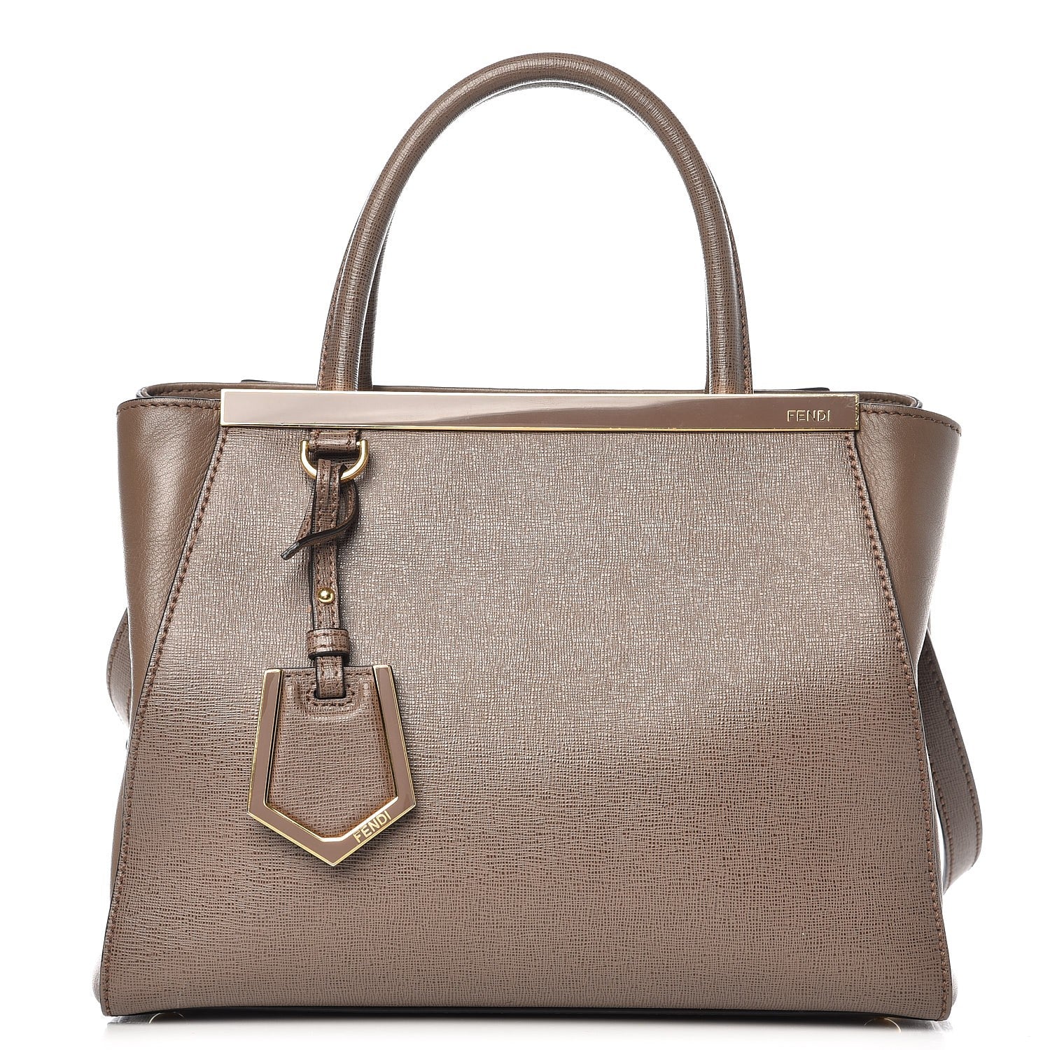 Fendi Vitello Elite Flamingo Petite 2Jours Tote Seppia 1 of 10