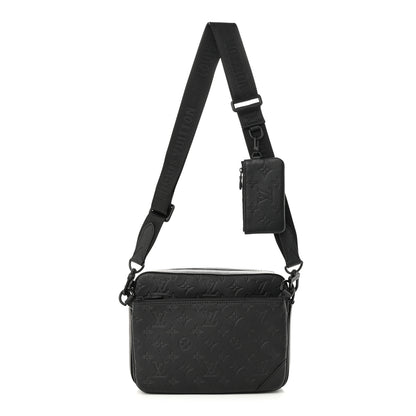 Louis Vuitton Calfskin Monogram Shadow Trio Messenger Black 1 of 10