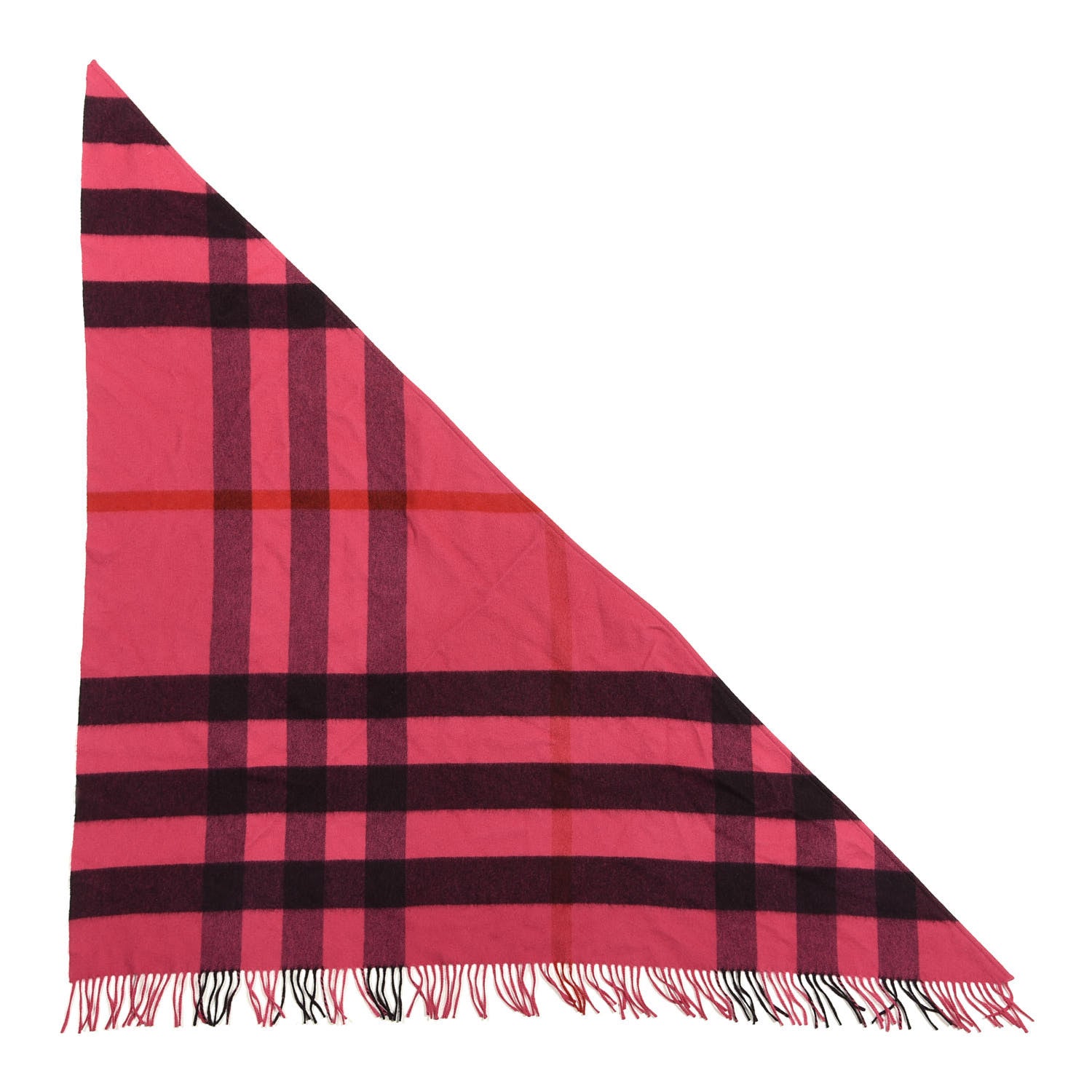 Burberry Cashmere Half Mega Check Bandana Scarf Bright Rose 1 of 2