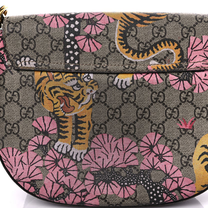 Gucci GG Supreme Monogram Bengal Web Medium Padlock Messenger Shoulder Bag Beige Pink 25 of 28