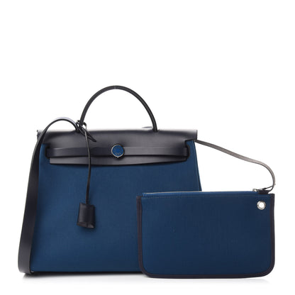 Hermes Military Toile Vache Hunter Herbag Zip PM 31 Deep Blue Indigo 1 of 10