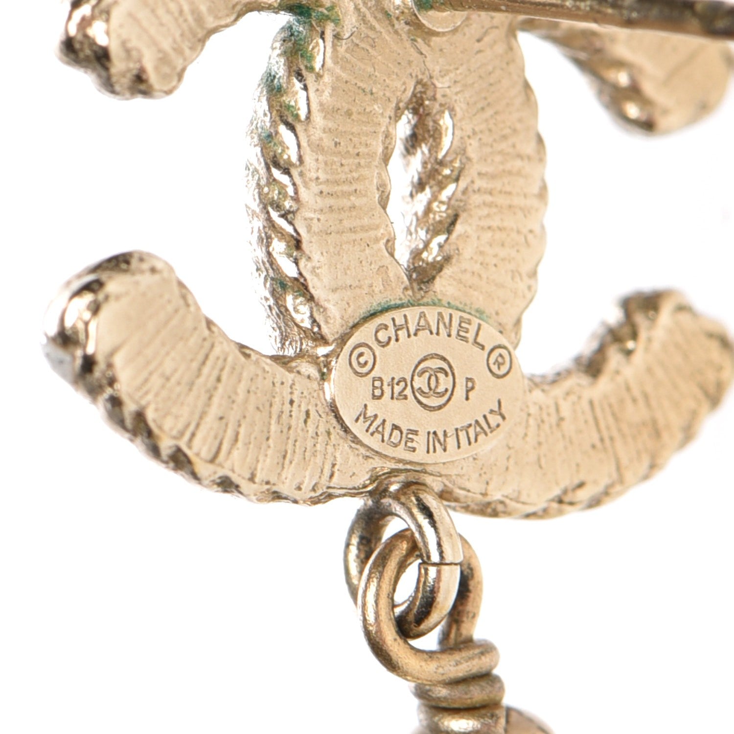 Chanel Glitter Enamel CC Pearl Drop Earrings Gold 3 of 5