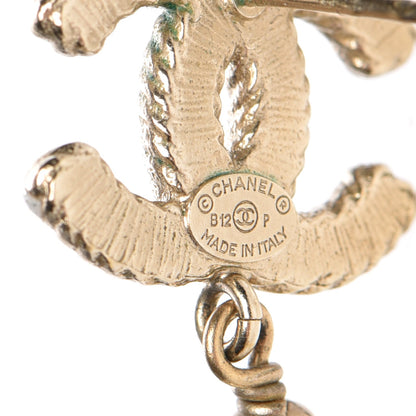 Chanel Glitter Enamel CC Pearl Drop Earrings Gold 3 of 5