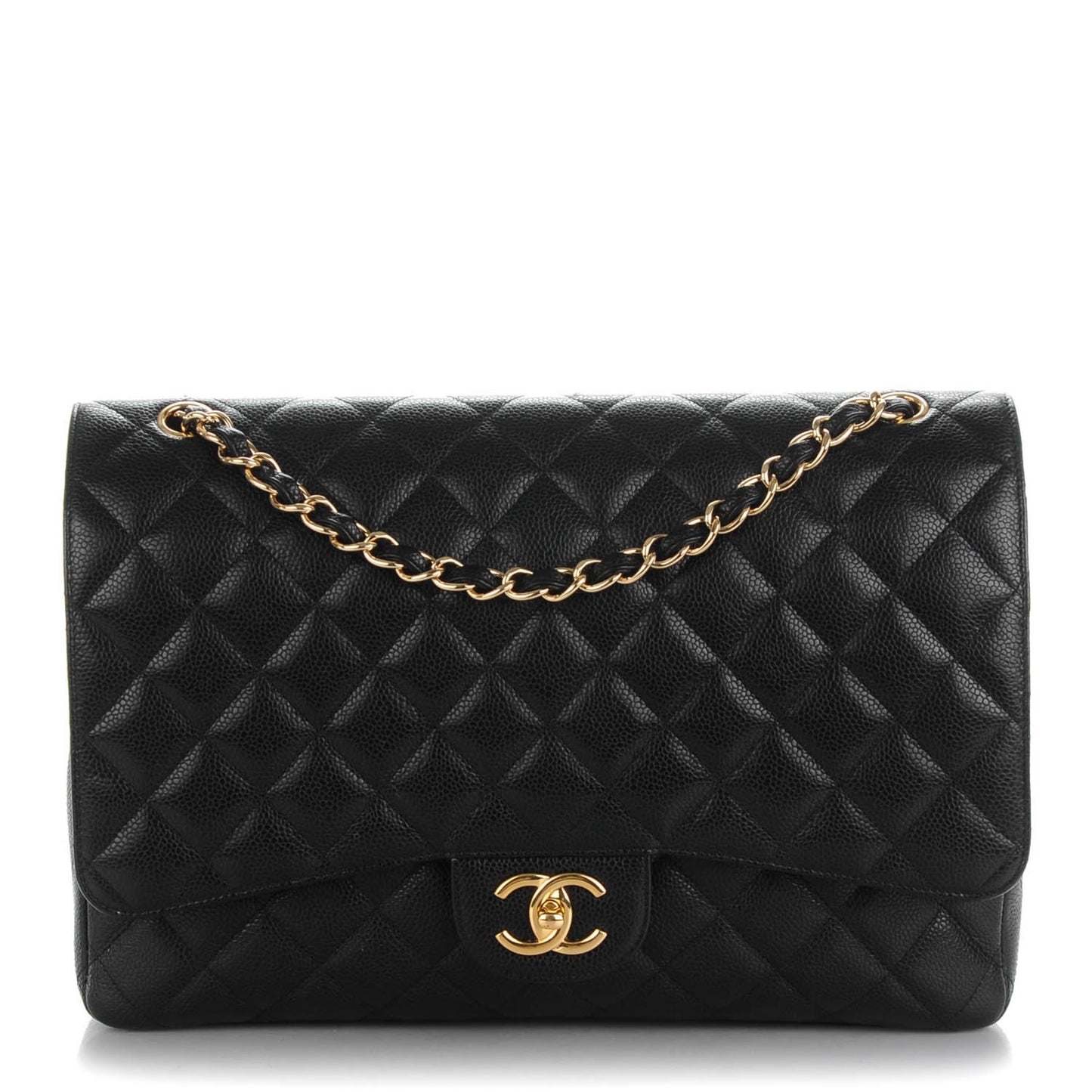 Caviar Quilted Maxi Double Flap Black