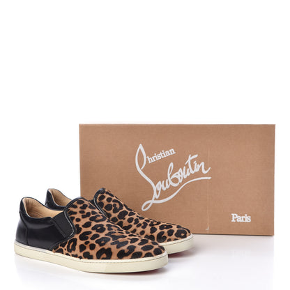 Christian Louboutin Pony Hair Jaguar Print Womens Master Key Flat Skate Sneakers 38 Brown Black 10 of 10