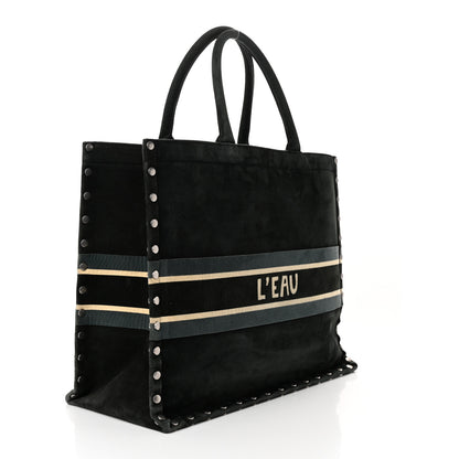 Christian Dior Suede Large Sea Book Tote Black 2 of 14