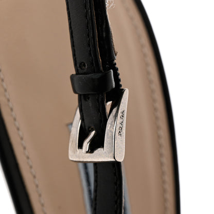 Prada Nappa Triangle Logo Pointed Toe Slingback Pumps 39 Black 8 of 12