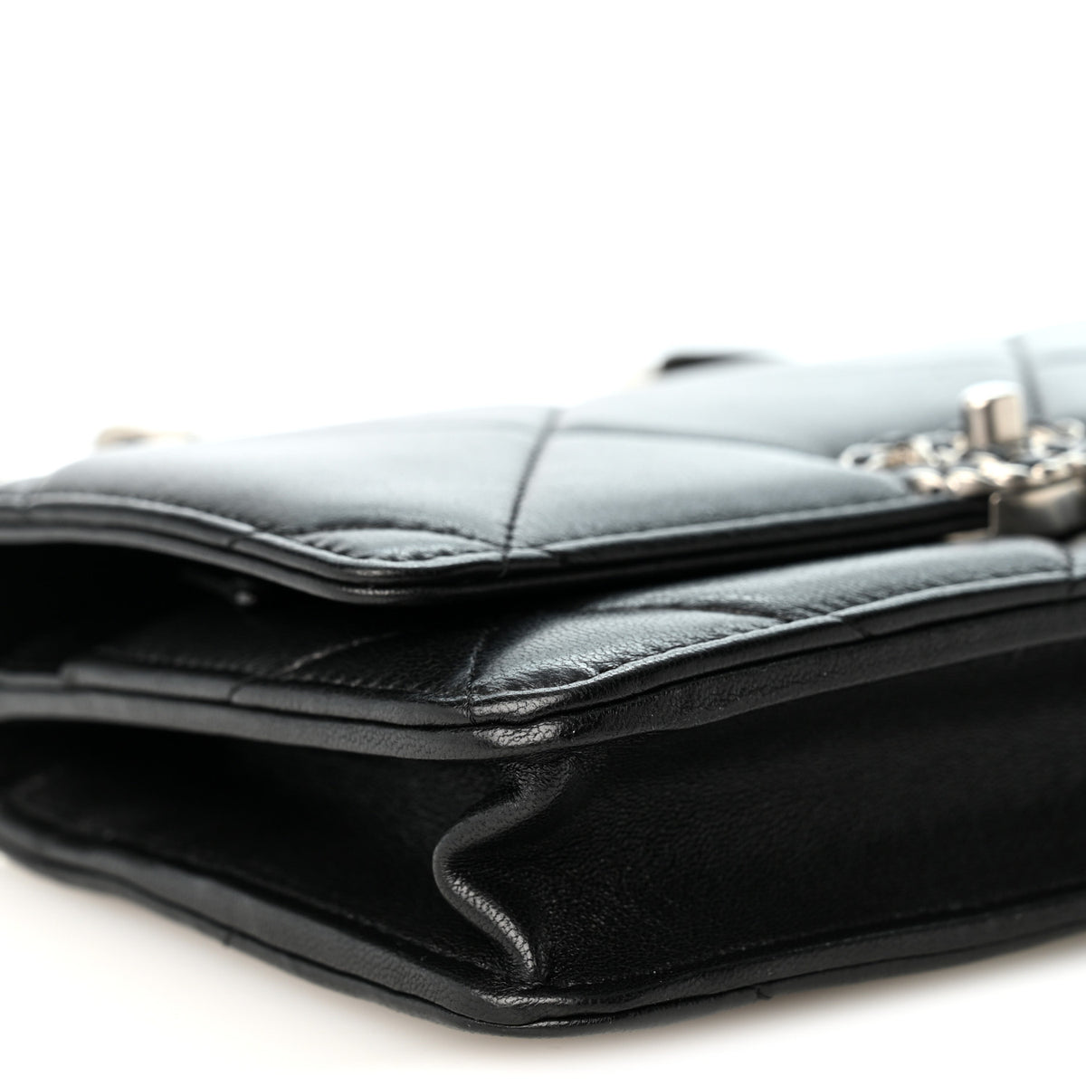 Lambskin Quilted Chanel 19 Wallet On Chain WOC Black