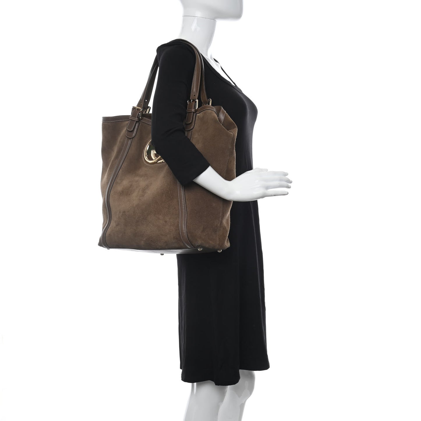 Suede Large Britt Shoulder Bag Brown