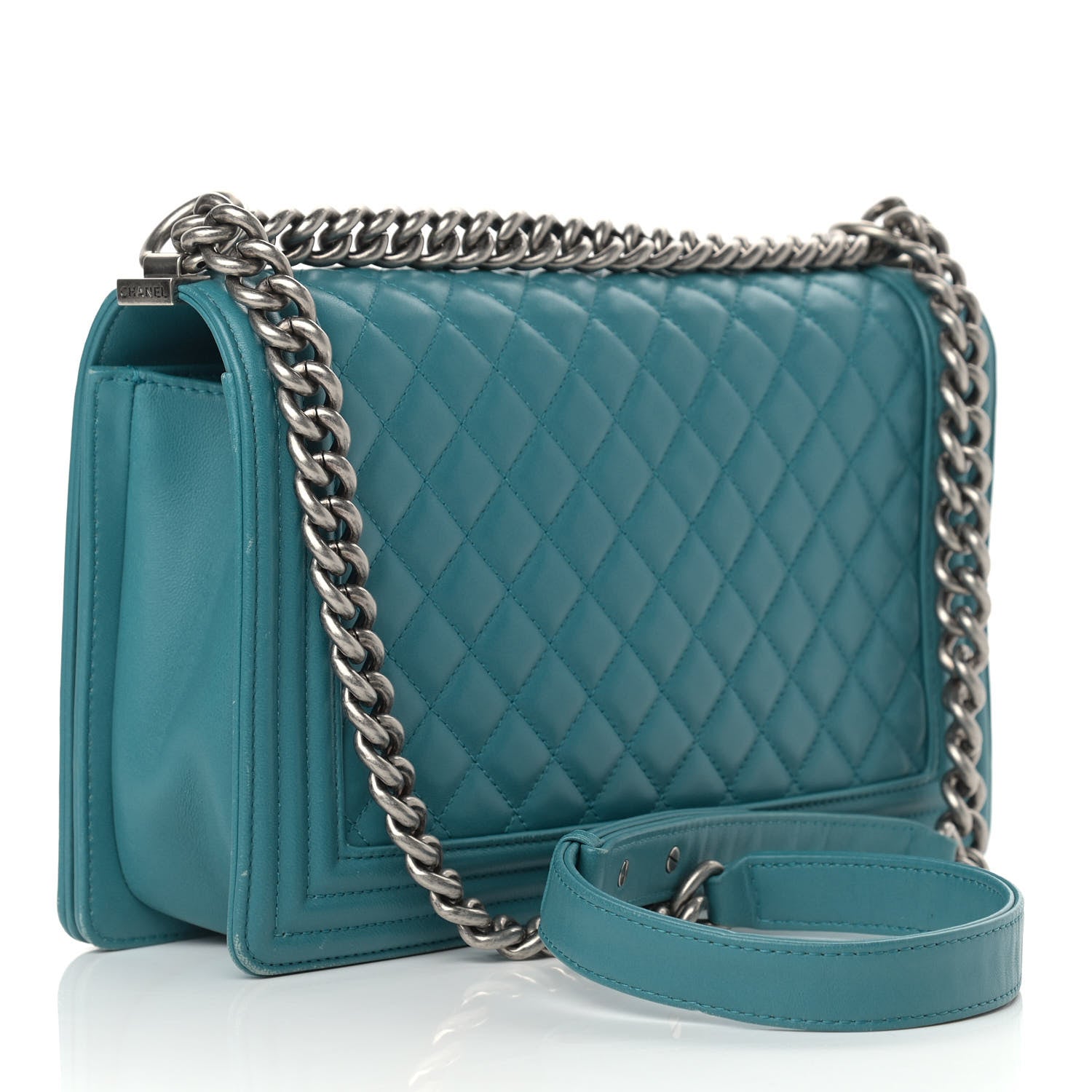 Chanel Lambskin Quilted New Medium Boy Flap Turquoise 3 of 13