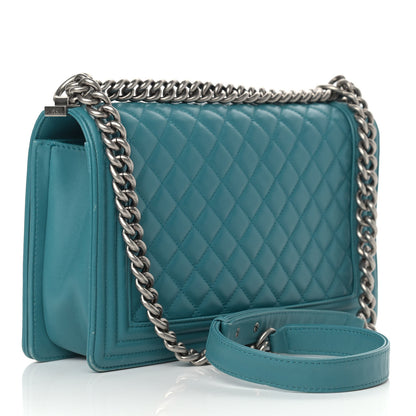 Chanel Lambskin Quilted New Medium Boy Flap Turquoise 3 of 13