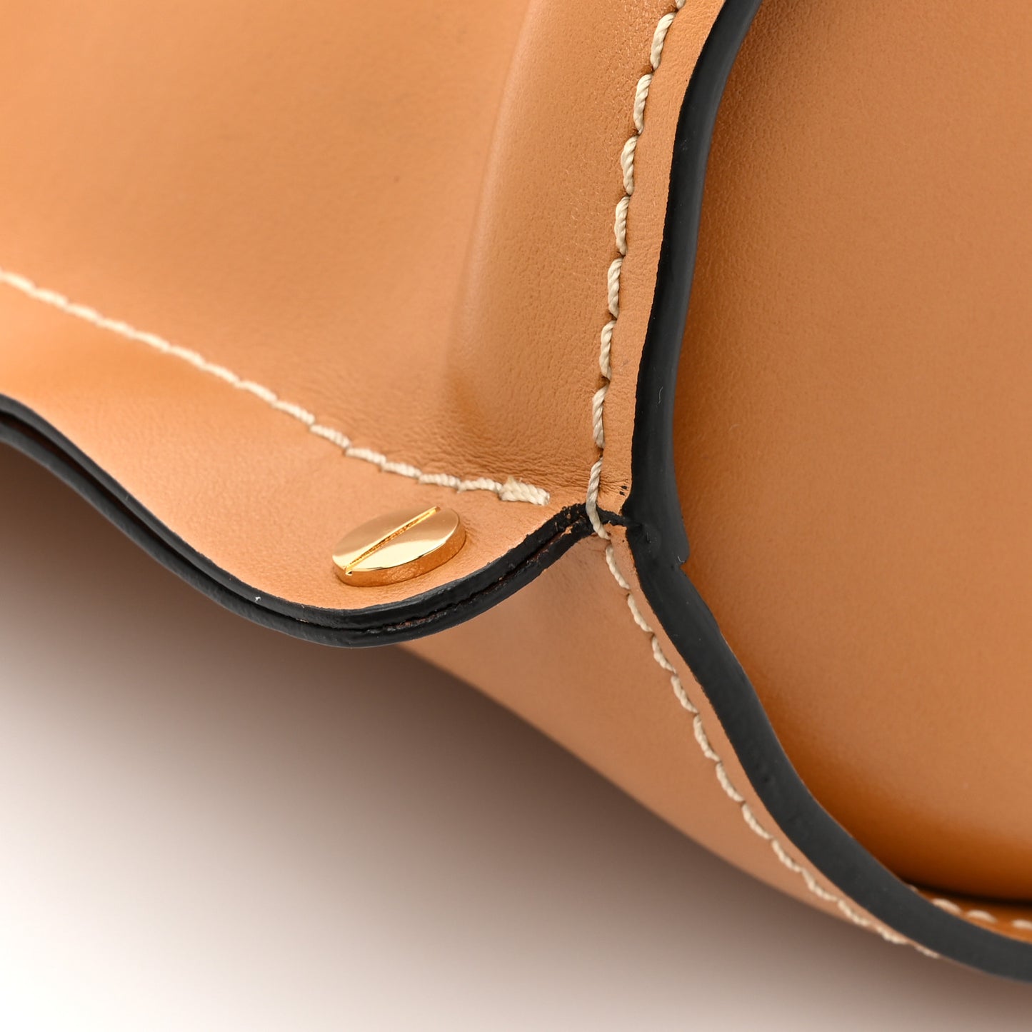 Shiny Calfskin Goatskin Medium Aby Bi-Color Bucket Bag Autumnal Brown