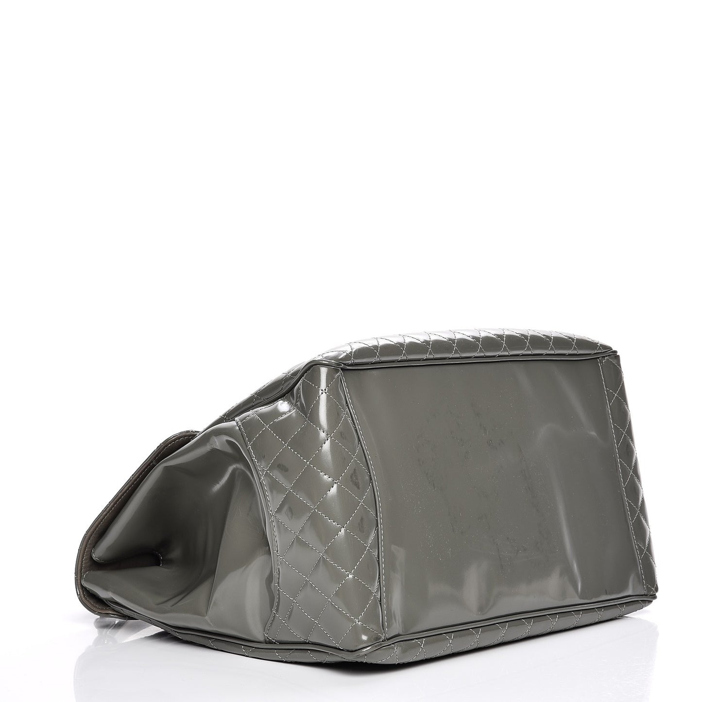 Glazed Calfskin Mademoiselle Lock Kelly Flap Bag Grey