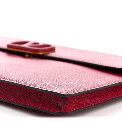 Valentino Garavani Grainy Calfskin Large Vlogo Clutch Raspberry 9 of 11