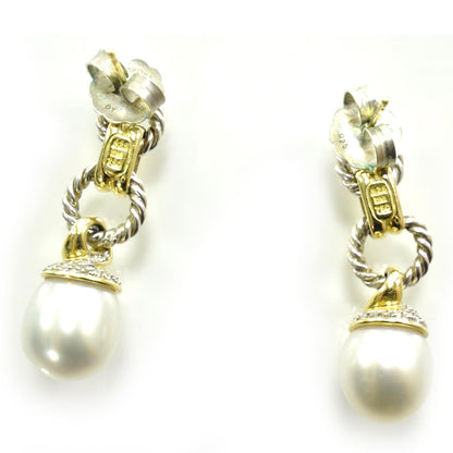 David Yurman Pave Diamond and Tahitian Pearl Earrings 1 of 6