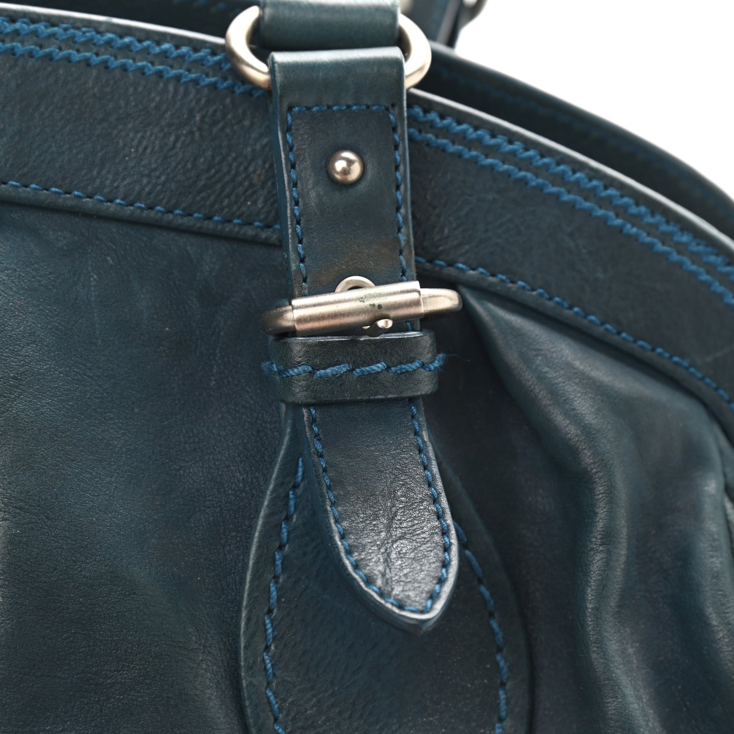 Calfskin Frame Satchel Blue