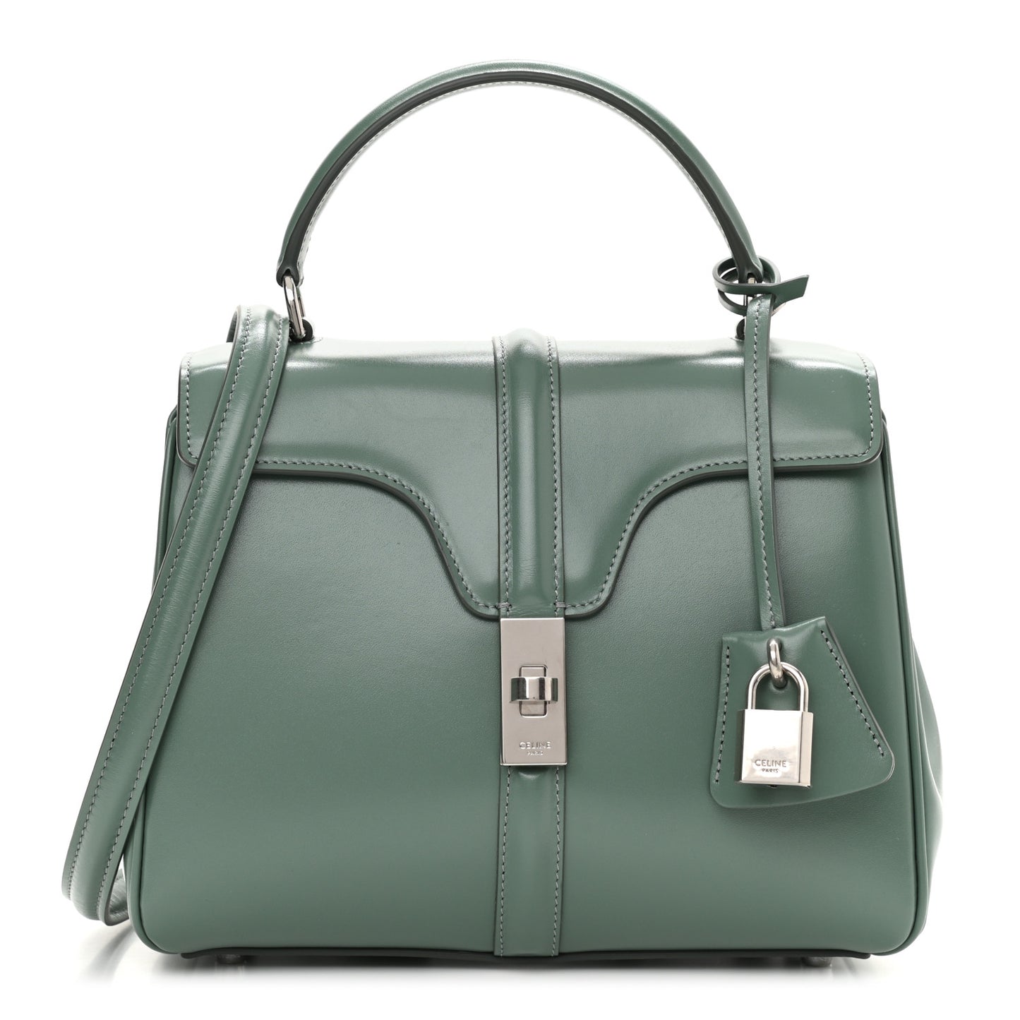 Satinated Calfskin Small 16 Top Handle Bag Celadon