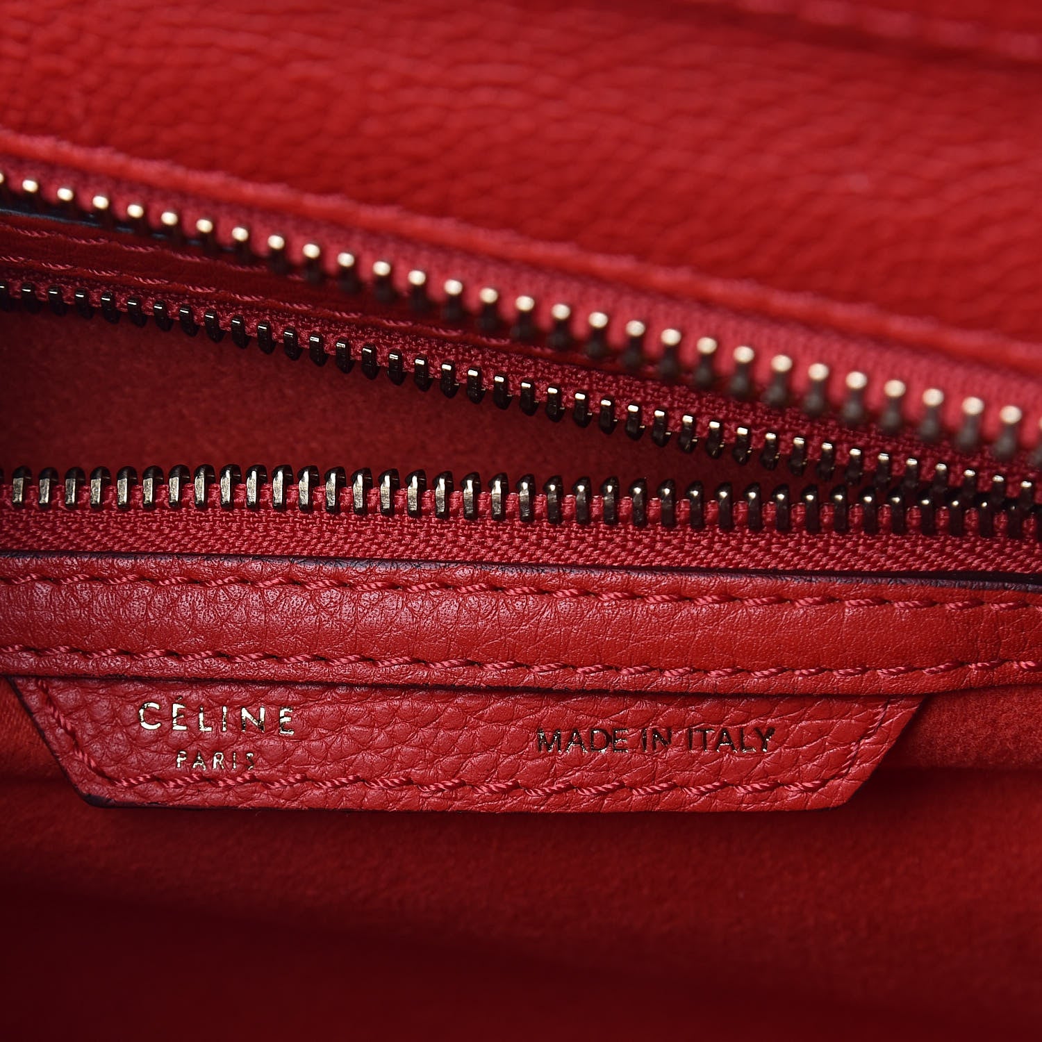 Celine Drummed Calfskin Mini Luggage Coquelicot 6 of 9