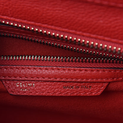Celine Drummed Calfskin Mini Luggage Coquelicot 6 of 9