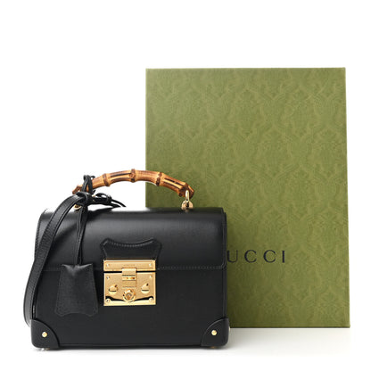 Gucci Calfskin Small Padlock Bamboo Shoulder Bag Black 12 of 12