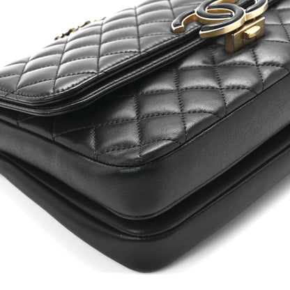 Chanel Lambskin Quilted Large CC Chic Flap Black 10 of 11