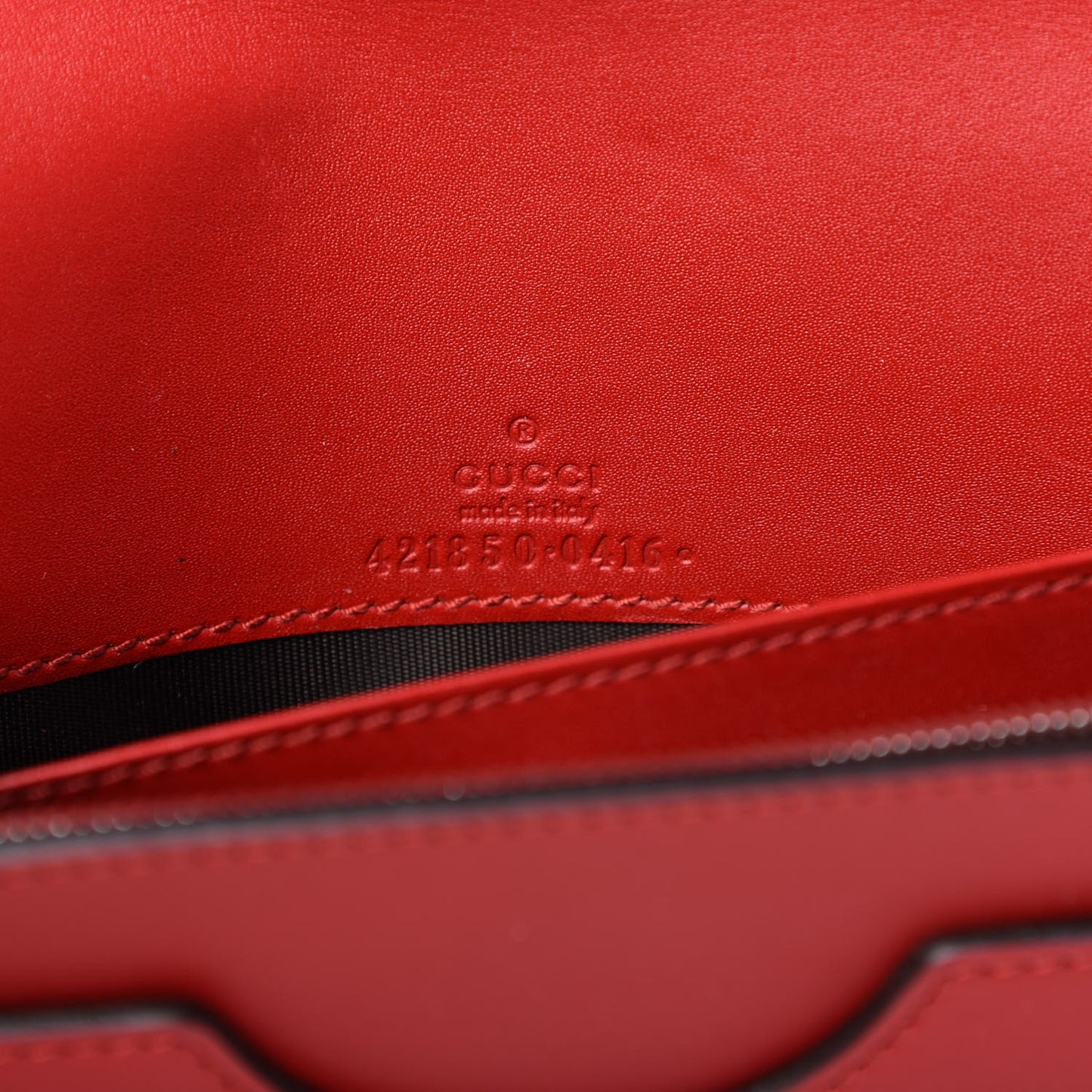 Calfskin Embossed Chain Wallet Red