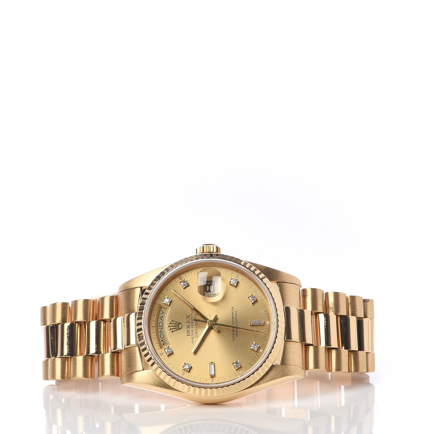 18K Yellow Gold Diamond 36mm Oyster Perpetual Day-Date President Watch Champagne 18238